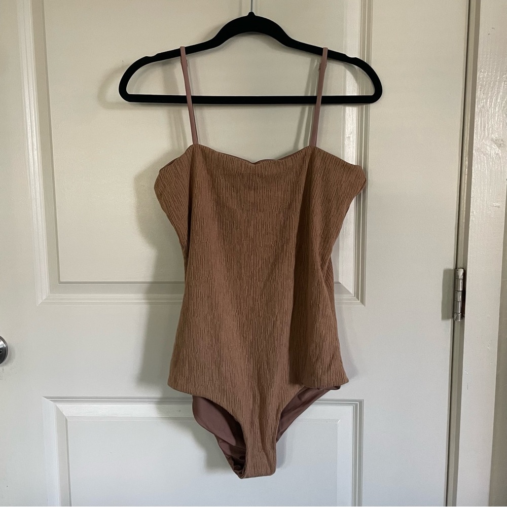 OF ONE SEA Strappy One Piece in Camel Texture  (Medium)